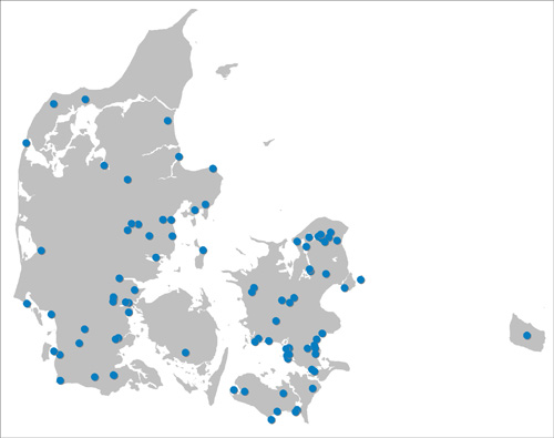 Ørnetælling: kort visende lokalitetsdæknings (2/2-2006)